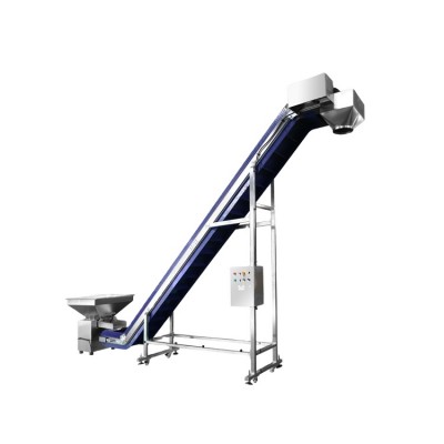 304SUS frame high quality finish food grade white blue green PVC PU ABS link skirt belt conveyor adjustable speed for fruit