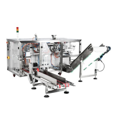 New released horizontal Mini Doypack Machine premade ready preformed pouch load feed pick fill seal  output 15-20PPM