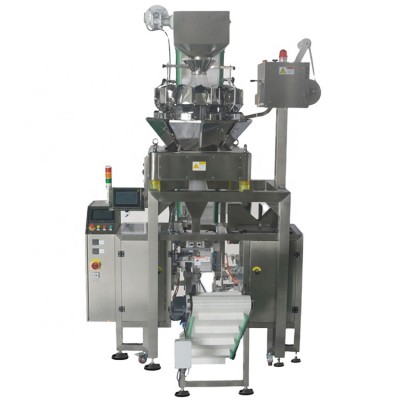 Full complete automation weigh fill doypack packing line for ready Premade pouch pick-up open fill seal output dry meat